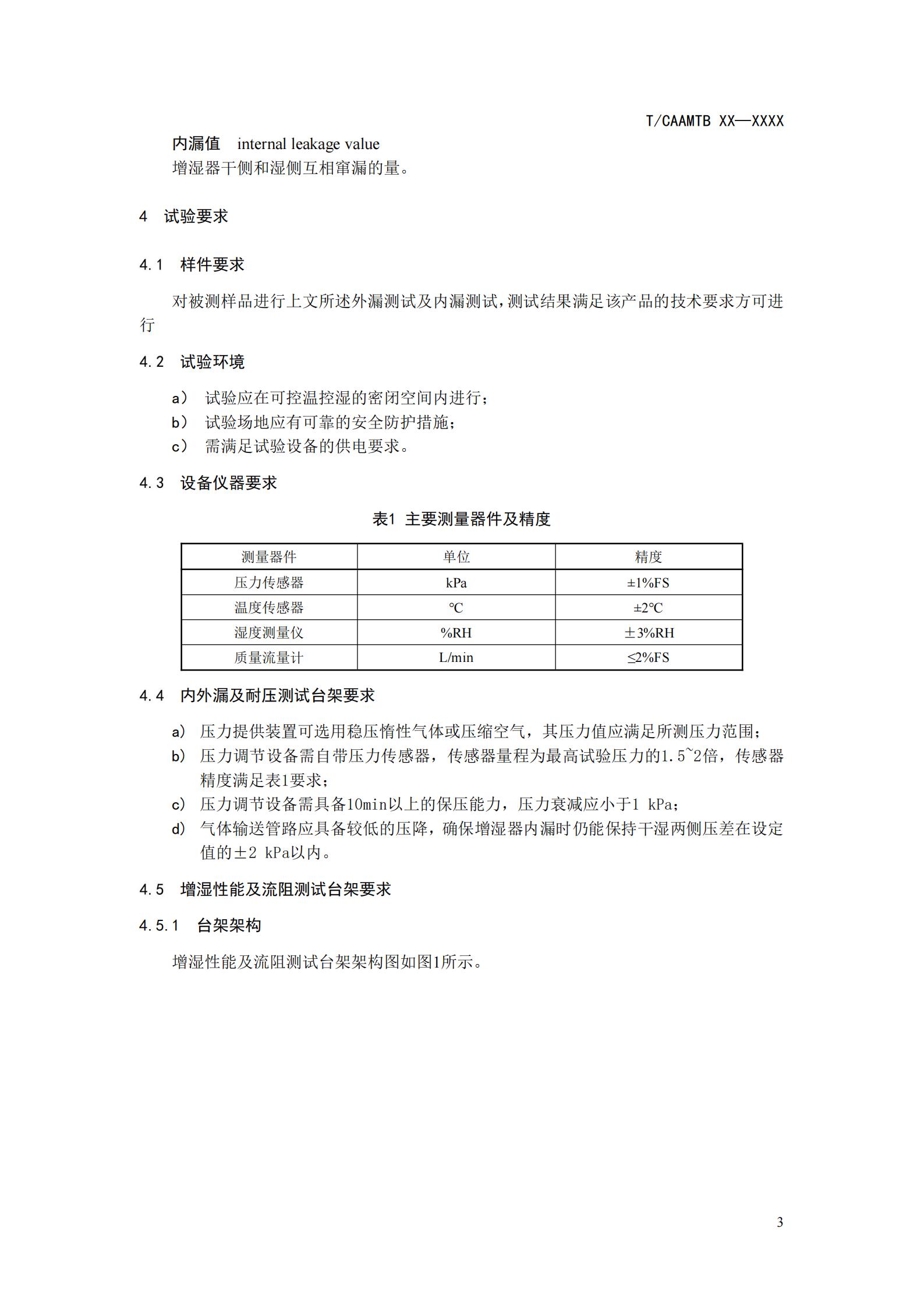 团体标准《燃料电池系统增湿器性能测试规范》征求意见