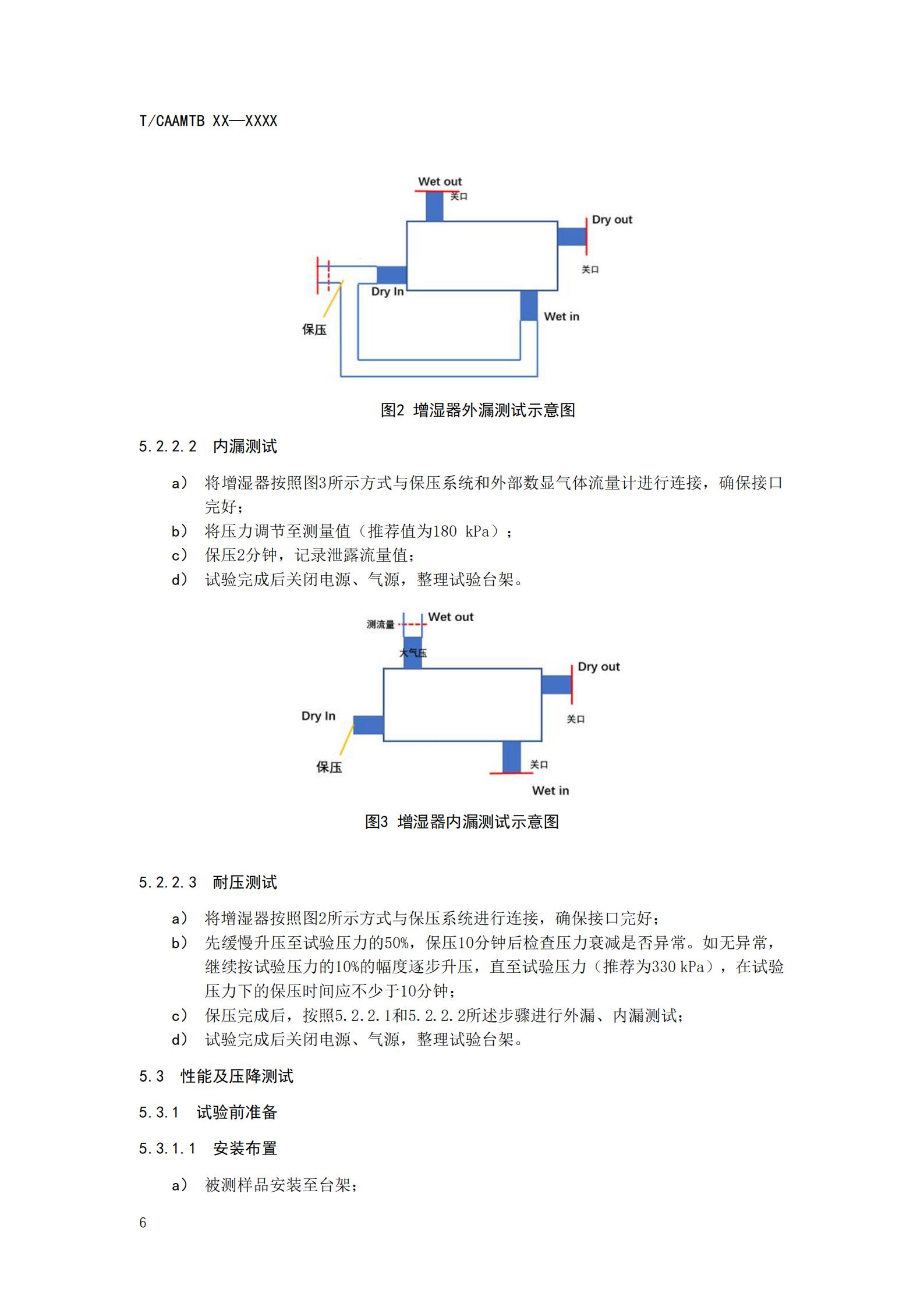 团体标准《燃料电池系统增湿器性能测试规范》征求意见