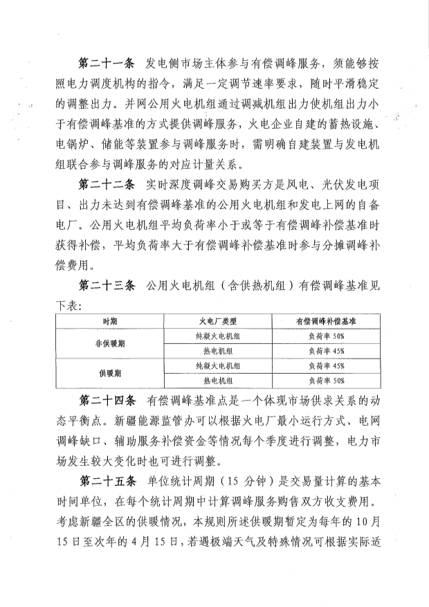 新疆电力辅助服务市场运营规则征意见：储能调频申报价0-15元/MW、容量补偿5元/MW